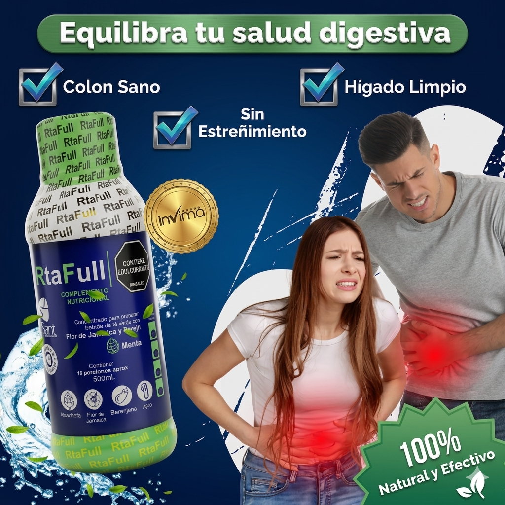 "RTAFULL" ¿Te sientes inflamado, pesado y sin energía todos los días? La hinchazón y la mala digestión están afectando tu bienestar Cuando tu digestión falla, todo tu cuerpo lo siente