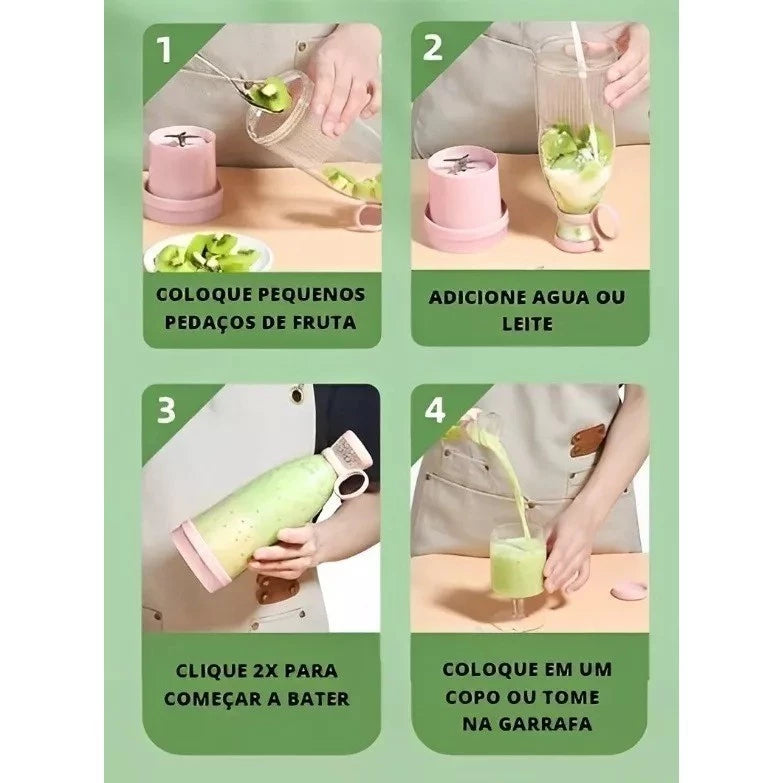 Mini licuadora portátil de 6 cuchillas con USB, 420 ml, eléctrica, vaso licuador portátil recargable