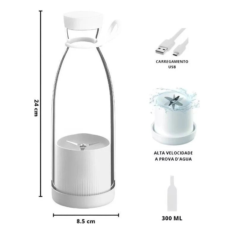Mini licuadora portátil de 6 cuchillas con USB, 420 ml, eléctrica, vaso licuador portátil recargable
