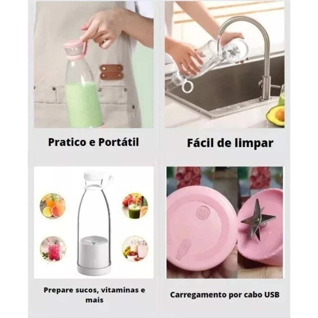 Mini licuadora portátil de 6 cuchillas con USB, 420 ml, eléctrica, vaso licuador portátil recargable